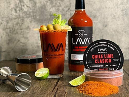 LAVA Premium Chile Lime Clásico Cocktail Rimmer 5oz, All Natural Bloody Mary Rimmer, Michelada Rimmer, Margarita Rimmer Salt, No Silicon Dioxide, with Screw-On Lid