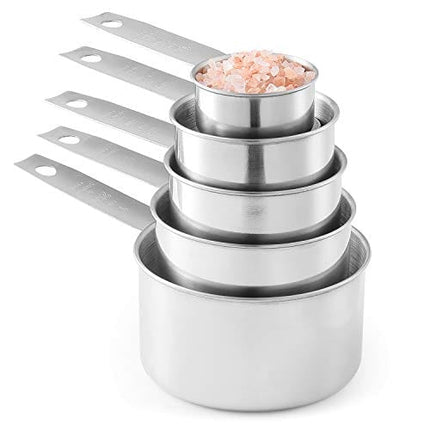 Stainless Steel Measuring Cups And Measuring Spoons 10-Piece Set, 5 Cups And 5 Spoons