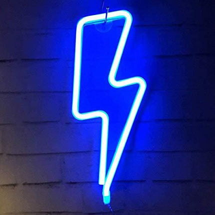 LDGJ Neon Sign Bolt Led Wall Light Battery and USB Operated Lights Blue Lightning Neon Signs Light up for The Home,Kids Room,Bar,Party,Christmas,Wedding