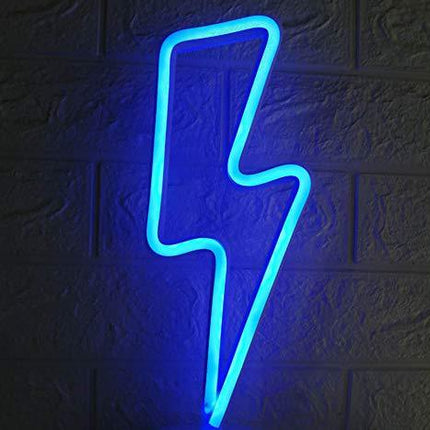LDGJ Neon Sign Bolt Led Wall Light Battery and USB Operated Lights Blue Lightning Neon Signs Light up for The Home,Kids Room,Bar,Party,Christmas,Wedding