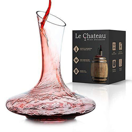 Le Chateau Wine Decanter - Hand Blown Lead Free Crystal Carafe (750ml) - Red Wine Aerator, Gifts
