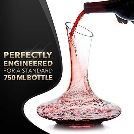 Le Chateau Wine Decanter - Hand Blown Lead Free Crystal Carafe (750ml) - Red Wine Aerator, Gifts