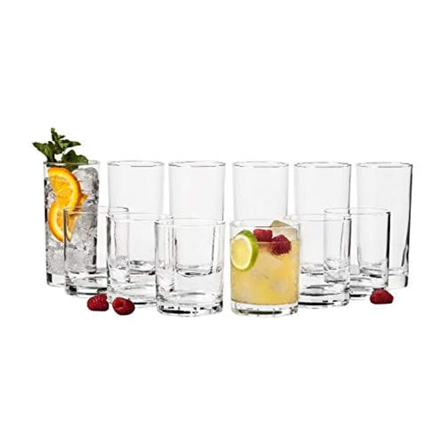 Le'raze Elegant Acrylic Drinking Glasses [Set of 16] Attractive Clear Plastic Tumblers - Unbreakable Drinkware Set Ideal for Indoor and Outdoor - Kid Friendly
