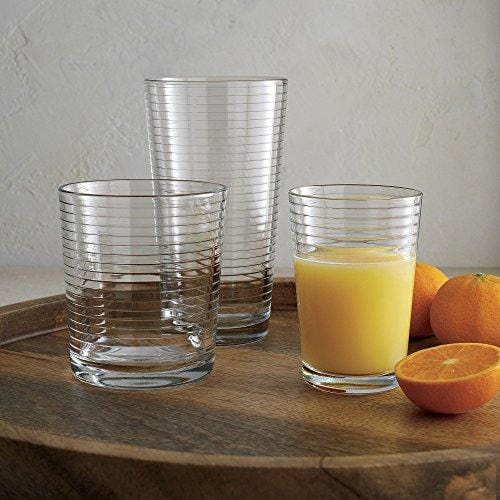Set of 16 Heavy Base Ribbed Durable Drinking Glasses Includes 8 Cooler –  Advanced Mixology