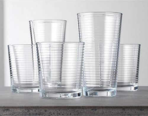 Set of 16 Heavy Base Ribbed Durable Drinking Glasses Includes 8 Cooler –  Advanced Mixology