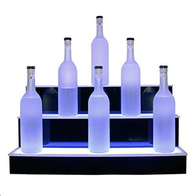 24" 3 Step Lighted Liquor Bottle Display Shelf with LED Color Changing Lights Ships Next Business Day IF Ordered Before 10AM