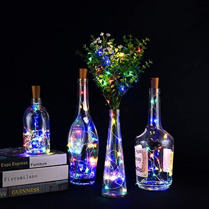 LEDIKON 20 Pack 20 LED Wine Bottle Lights with Cork,3.3Ft Colorful Cork String Lights Battery Operated Fairy Mini Lights for Wedding Party Wine Liquor Bottles Bar Christmas Decor(Multicolor)