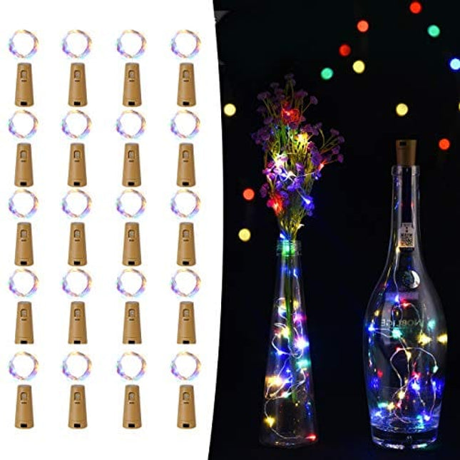 LEDIKON 20 Pack 20 LED Wine Bottle Lights with Cork,3.3Ft Colorful Cork String Lights Battery Operated Fairy Mini Lights for Wedding Party Wine Liquor Bottles Bar Christmas Decor(Multicolor)