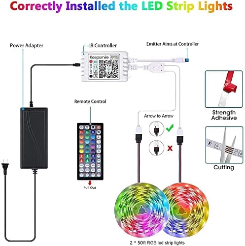 30m/100FT 5050 RGB Outdoor LED Strip Lights Waterproof with Remote, Smart APP Control with Music Sync Exterior Rope for Balcony - 39 30m/100FT 5050 RGB Outdoor LED Strip Lights Waterproof with Remote, Smart APP Control with Music Sync Exterior Rope for Balcony - 39