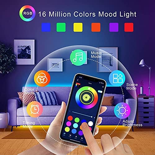 thumbnail image 2 of 100ft Music Sync LED Strip Lights, 5050 RGB Room Lighting With App & Remote 2 of 4