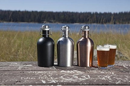 Stainless Steel 64-Ounce Beer Growler by LEGACY - a Picnic Time Brand, Black Matte Finish