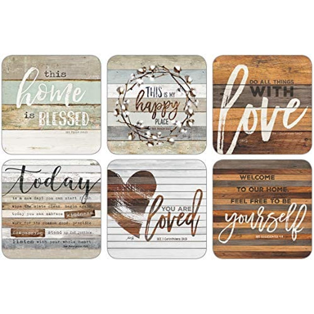 Legacy Publishing Group Inspirational Round Cork-Backed Coaster Set, 6-Count, Multicolor