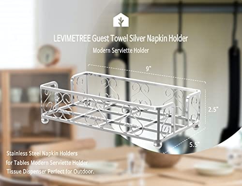 LEVIMETREE Silver Napkin Holder for Table - Stainless Steel Napkin Holders  for Kitchen, Napkin Holders for Paper Napkins, Modern Serviette Holder