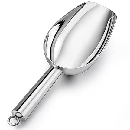 LIANYU Ice Scoop,8 Ounce Stainless Steel Food Scoop,Metal Ice Scoops for Family Cube Flour Beans, Utility Ice Scooper for Kitchen Bar Shop, Mirror Finish, Dishwasher Safe