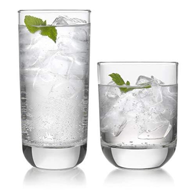 Libbey Polaris 16-Piece Tumbler and Rocks Glass Set, Clear