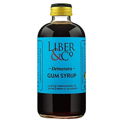 Liber & Co. Demerara Gum Syrup (9.5 oz.) Simple Syrup Made with Demerara Sugar and Gum Arabic