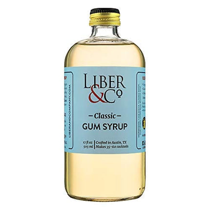 Liber & Co. Simple Syrup, Classic Gum Syrup (17 oz) Made with Cane Sugar and Gum Arabic