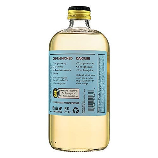 Liber & Co. Simple Syrup, Classic Gum Syrup (17 oz) Made with Cane Sugar and Gum Arabic