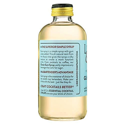 Liber & Co. Simple Syrup, Classic Gum Syrup (9.5 oz) Made with Cane Sugar and Gum Arabic