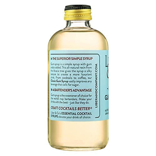 Liber & Co. Simple Syrup, Classic Gum Syrup (9.5 oz) Made with Cane Sugar and Gum Arabic