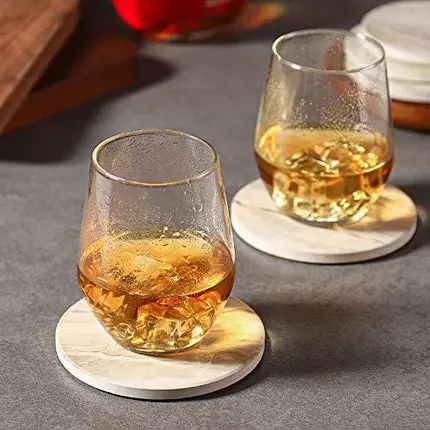 LIFVER Drink Coasters with Holder, Absorbent Coaster Sets of 6, Marble Style Ceramic Drink Coaster for Tabletop Protection,Suitable for Kinds of Cups, Wooden Table,4 Inches