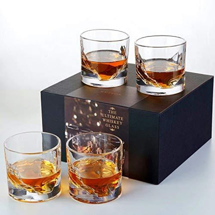 LIITON Whiskey Glass Set of 4: Heavy Whisky Tumbler Best as Old Fashioned Glasses