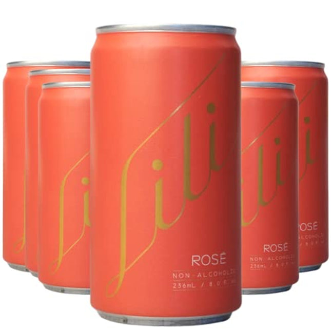 Lili Non Alcoholic Drinks - Made with Verjus, Real Fruits, Teas, and Botanicals - Carbonated Non Alcoholic Drinks, No Artificial Flavors & No Added Sugar, 6-Pack of 8 fl oz Cans (Rosé Sparkler)