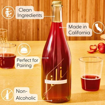 Lili Non Alcoholic Drinks - Made with Verjus, Real Fruits, Teas, and Botanicals - Expertly Carbonated Non Alcoholic Drinks, No Artificial Flavors & No Added Sugar, 750ml Bottle (Ruby Sparkler)
