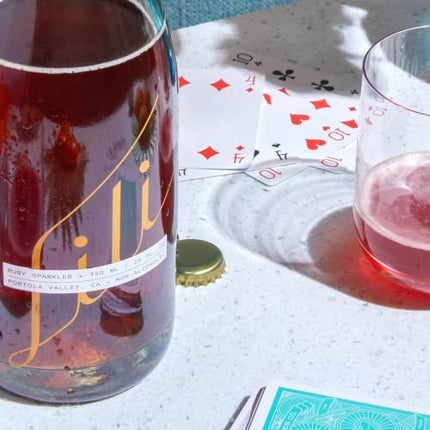 Lili Non Alcoholic Drinks - Made with Verjus, Real Fruits, Teas, and Botanicals - Expertly Carbonated Non Alcoholic Drinks, No Artificial Flavors & No Added Sugar, 750ml Bottle (Ruby Sparkler)
