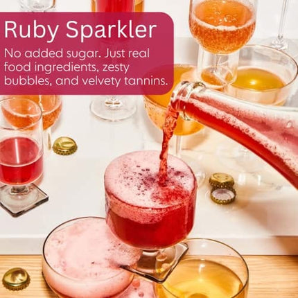 Lili Non Alcoholic Drinks - Made with Verjus, Real Fruits, Teas, and Botanicals - Expertly Carbonated Non Alcoholic Drinks, No Artificial Flavors & No Added Sugar, 750ml Bottle (Ruby Sparkler)