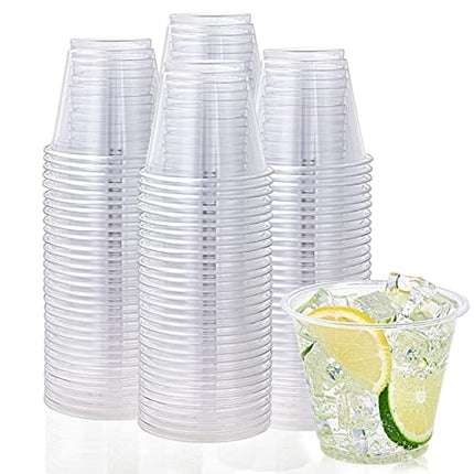 200 Pack 9 oz Clear Plastic Cups, ,9 Ounce Disposable Plastic Drinking Cups, Crystal Clear PET Plastic Cups for Parties, Wedding, Christmas Day