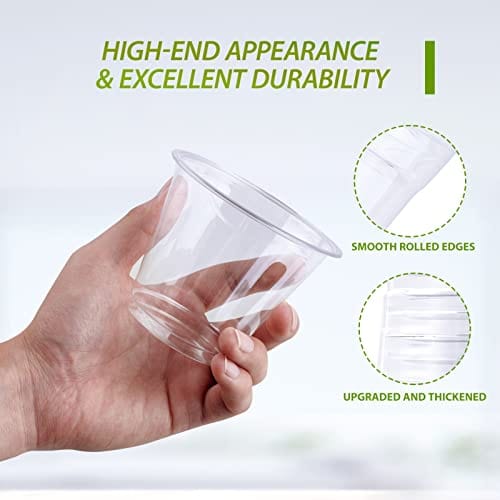 Prestee 200 Clear Plastic Cups | 16 oz Plastic Cups | Disposable Cups | Pet Clear Cups | Plastic Water Cups | Plastic Beer Glass | Clear Plastic Party