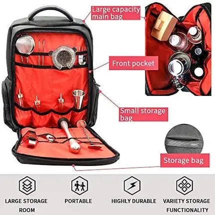 Bartender Travel Bar Bag - Professional Waterproof Bar Wine Carrier Set Bartender Bag for Carrying - CBBK0004 (Bag Only)