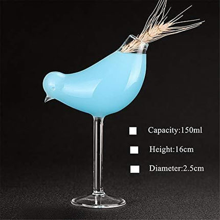 Cocktail Glass - 150ml Creative Bird Design Cocktail Glass Set of 4 Individuality Glass Goblet- GLASS0004 (4)