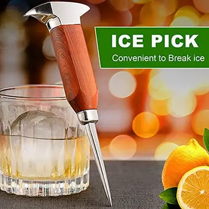 Ice Pick - 17cm / 7" Stainless Steel Ice Chipper with Wood Handle, Japanese Style Ice Crusher ideal for Bars, Bartender. Best Carving Tool (7inch)