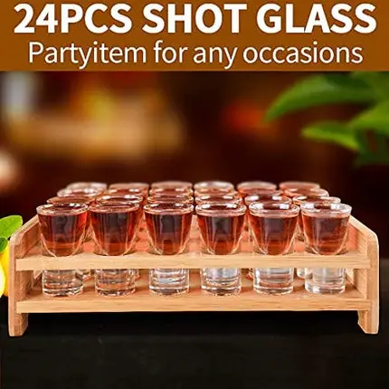 Shot Glass Set 0.5oz/15ml 24pcs Clear Shot Glass Holder Set Mini Shot Glass Perfect for Party, Bar, Club, Cocktail (24pcs)