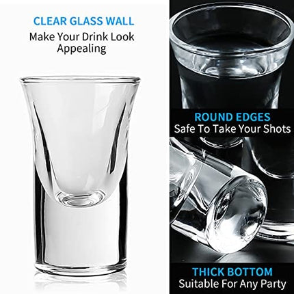 Shot Glasses 12pcs Shot Glass Set 1oz/30ml Shot Glass Holder Heavy Base for Whisky Tequila 12 Shot Glass Serving Tray (12pcs)