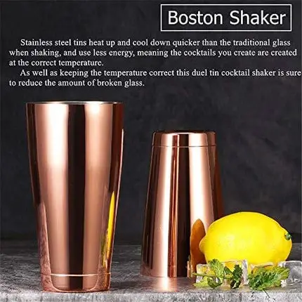 Stainless Steel Boston Shaker - 2-piece 18oz & 28oz Professional Bartender Cocktail Shaker Bartender Shaker Kit - CTSK0013 (Copper)