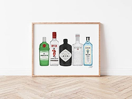 Bar Art Set of 4 | Wall Art | Poster | Art Print | Dorm Room Decor | Made in USA | Gallery Grade | Poster | Vodka | Gin | Whiskey | Tequila | 4 Unframed (8x10)