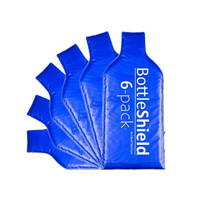 Liquid Spectrum 6 Pack Reusable Wine Protector Travel Bag by Bottle Shield - Bubble Cushioning Wrap Suit - Unbreakable Bottle Sleeve, Leak Proof - Wine Tote Bags Accessory for Suitcase Luggage
