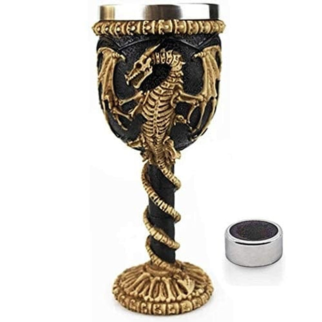 Medieval GOT Dragon Chalice Goblet Dungeons & Dragons Game Gift Ideas of Thrones Merchandise Drinking Cup Vessel with Wine Drip Ring
