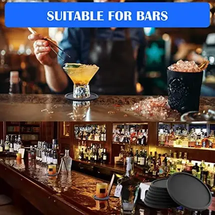 Silicone Coasters, Coasters for Drinks 6 Set Non-Slip Cup Coasters, Heat Resistant Cup Mate, Soft Coaster for Tabletope Protection, Furniture from Damage (Black)