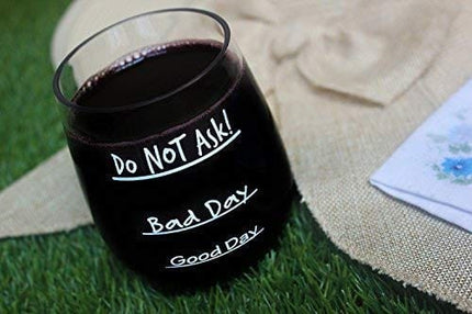 Good Day Bad Day Do Not Ask Stemless Wine Glass – Tritan Plastic 16 Ounce Cup