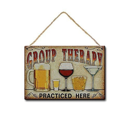 LPLED Group Therapy Practiced Here Wood Sign 8x12s Alcohol Beer Wine Bar Wall Decor (Y3076)