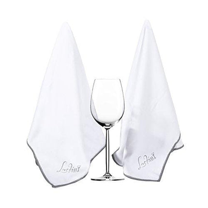 LUCKISS Microfiber Glass Towel Wine Glass Polishing Cloth Ultra Absorbent Kitchen Bar Dish Towel,Silverwares and Mirrors 27.5 x 20 inch (2 Pack, White)