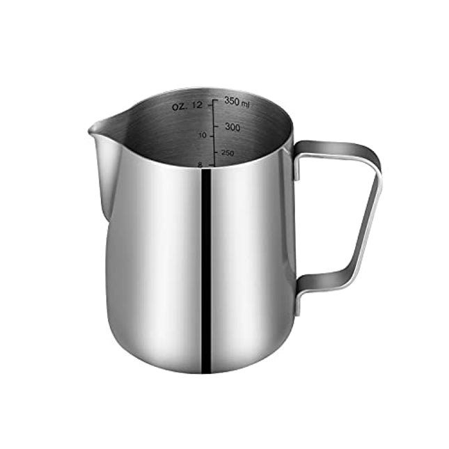 Espresso Milk Frothing Pitcher,Stainless Steel Frother Steaming Cup With Measurements, Barista Tool for Making Coffee Cappuccino Latte Art, 12oz/350ml.