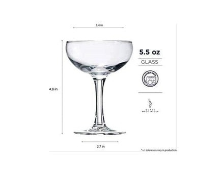 Luminarc N2642 Assorted Brew Bar Craft Coupe Martini Glass, 5.5 oz, Clear