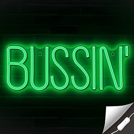 Lumoonosity Bussin Neon Sign - Meme Bussin Led Neon Lights for Gamers/Streamers/Influencers – Cool Trendy Green Led Signs with On/Off Switch for Wall, Bedroom, Game Room Decor - 16.9 x 6.5-inch