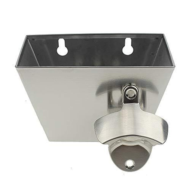 Wall-Mounted Bottle Opener 304 Stainless Bottle Cap Catcher with Hole, Outdoor Wall Mounted Bottle Opener used for Seashore/Boat