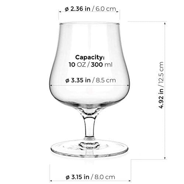 Luxbe - Brandy Whiskey Crystal Glasses Snifter, Set of 2 - Handcrafted - Lead-Free Crystal Glass - For Cognac Bourbon Spirits Drinks - 9.5-ounce